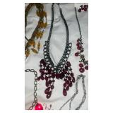 Fashion Jewelry Collection - Red and Amber Beaded Set