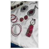 Fashion Jewelry Collection - Red and Amber Beaded Set