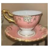 This is a Royal Crown Derby Vine Salmon (Pink) A767 cup and saucer set