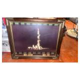 1990 Oil Rig Night Photography Art Print