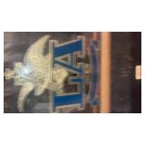 This is a vintage 1985 Anheuser-Busch LA Beer advertising mirror with a chalkboard.