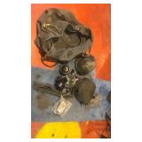 Military Gas Mask with Camouflage Carrier and helmet