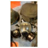 Military Gas Mask with Camouflage Carrier and helmet