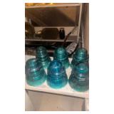 Blue Glass Hemingray Insulators Collection