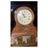 1970s Home Decor Collection - Pink Ceramic Lamp, Table Clock, and Gold Base Lamp