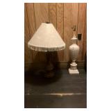 Traditional Table Lamp Set with Bronze and White Ceramic Bases