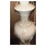 Traditional Table Lamp Set with Bronze and White Ceramic Bases