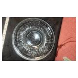 KIG Indonesia clear pressed glass bowl with a rose pattern.