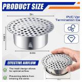 Moxweyeni 2 Pcs PVC Termination Cap for 4" Inner Diameter, Mesh Screen Vent Cover 304 Stainless Steel, for Furnace & Roof Vent Cap, Round Air Outlet Exhaust Water Drains Pipe with Gloves - Retail: $18