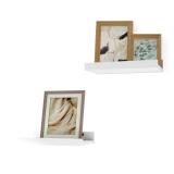 Solrot Small White Floating Shelves for Wall Decor, Wall Mounted Wood Shelf for Bedroom, Living Room, Bathroom, Kitchen, Nursery, Display Picture Ledge Shelf with Lip Set of 2-8 Inches, White - Retail