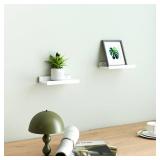 Solrot Small White Floating Shelves for Wall Decor, Wall Mounted Wood Shelf for Bedroom, Living Room, Bathroom, Kitchen, Nursery, Display Picture Ledge Shelf with Lip Set of 2-8 Inches, White - Retail