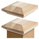 Sasylvia 2 Pcs 3.5" x 3.5" Wood Newel Post Cap Fence Post Cap for Topper Top Resistant Decking Caps for Indoor Outdoor Fences Decks and Mailboxes Cover - Retail: $22