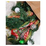 Thiccywoov 6 Ft LED Prelit Christmas Pine Garland Lighted Greenery Pine Garland with Balls, Indoor Outdoor Christmas Decorations for Mantel Staircase Banister Fireplace Table(Green,Typical)