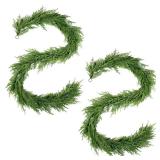 WBHome 2 PCS 9FT Real Touch Norfolk Pine Christmas Garland, Winter Greenery Garland for Christmas, Holiday Seasonal Outdoor/Indoor Home Decor - Retail: $40