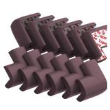 12 Pack Soft Corner Protector Baby Proofing Edge and Corner Guards, Table Corner Protectors for Furniture, Safety Pre-Taped Rubber Corner Covers for Fireplace, Stair, Cabinet (Brown) - Retail: $10
