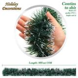 50Ft Christmas Tinsel Garland, Green Metallic Twist Garland for Christmas Tree Decorations, Xmas Tree Decor for Holiday Party Supplies (Green) - Retail: $22