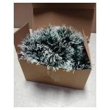 50Ft Christmas Tinsel Garland, Green Metallic Twist Garland for Christmas Tree Decorations, Xmas Tree Decor for Holiday Party Supplies (Green) - Retail: $22