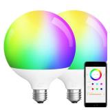 ILC G120 LED Large Globe Light Bulbs 15W, Compatible with Alexa Hub Required, Î¦4.72 inch, Color Changing, CCT Color Temprature Turnable 2700K-6000K, CRI95+, 150W Equivatlent, E26 Base (2 Pack) - Re