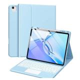 Harvopu for iPad Air 13 inch & Pro 12.9 Case with Keyboard - Multi-Touch Trackpad, 7 Colors Backlit, Detachable Folio Keyboard Cover for iPad Pro 12.9 (6th, 5th, 4th, 3rd gen), Air 13 M3/M2 (Sky Blue)