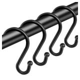 TOPROD Shower Curtain Hooks Rings, Stainless Steel S Shaped Shower Hooks Rust Proof, Metal Shower Curtain Hangers for Shower Curtains, Kitchen, Wardrobe & Garden, Matte Black, Set of 12 - Retail: $9