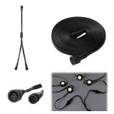 MorningRo 2 Pcs Extension Cable Kit Compatible with Govee Permanent Outdoor Light 3 Pins Y Splitter Cord Straight Extension Compatible with Govee H705 H706 H805 Weatherproof Patio Yard (16 ft,Black)