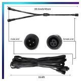 MorningRo 2 Pcs Extension Cable Kit Compatible with Govee Permanent Outdoor Light 3 Pins Y Splitter Cord Straight Extension Compatible with Govee H705 H706 H805 Weatherproof Patio Yard (16 ft,Black)