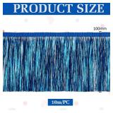 MAYJOYDIY 10Yards 4Inch Blue Wide Metallic Fringe Trim, Shiny Tinsel Fringe Tinsel Trim Tassel Polyester Ribbon Trim for Dance Costume Dress Stage Clothes Party Decor DIY