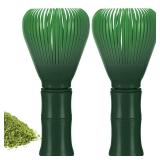 Baderke 2 Pieces Traditional Resin Matcha Whisk Reusable Matcha Stirrer Chasen Brush Tea Mixing Tool Accessoies for Green Tea Powder Preparation(Green) - Retail: $14