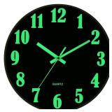 JoFomp Glow in The Dark Clock, 8 Inch Modern Silent Non Ticking Wall Clocks Battery Operated, Night Light Wall Clock for Living Room Decor, Wall Clock Decorative for Kitchen Bedroom