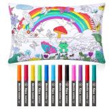 Mindsoft Coloring Craft Coloring Pillowcase Pillow Covers with 12 Pcs Markers Pens for Decoration Supplies Craft, 28.7 x 19.7 Inch (Butterfly)