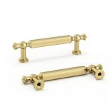 Goldenwarm 10 Pack Gold Cabinet Pulls Brushed Gold Cabinet Pulls 3 Inch Drawer Handles Kitchen Drawer Handles Zinc Alloy Dresser Hardware for Bathroom Cupboard Bedroom, 76mm Hole Centers