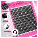 MilyBest Lash Clusters Kit 100D Fluff Cluster Eyelash Extensions 10-18mm Individual Lashes Clusters D Curl Lash Extension Kit, Waterproof Thick Volume Eyelash Clusters with Bond & Seal, Tweezers