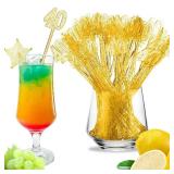 Reallnaive 100 Pcs 40th Birthday Drink Stirrers Gold Glitter Cocktail Stirrers Plastic Swizzle Sticks 7.5 Inch Fall Birthday Cupcake Toppers Sticks Bulk for Coffee Bar Cake Pops Christmas Party Favor