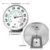 5" Indoor Outdoor Thermometer - Analog Thermometer gauges for Temperature Updated, Round Dial Metal Wall Thermometers Large Numbers for Home, Patio, Room, Greenhouse, Garage, Decorative