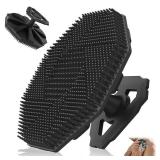 Silicone Body Scrubber, Non-Slip Handheld Cleansing Brush, Rich Foam, Deep Exfoliation, Brightening Skin, Comfortable Massage, for All Skin Types, Men and Women (Black)
