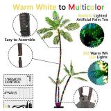 SOSHOT 7FT Lighted Artificial Palm Tree with Three Trunks and 242 LED Lights with Remote Control and App Waterproof for Tiki Bars, Patios,Beaches,Yards Pool, Cruise Party-Warm White to Multicolor
