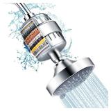 FEELSO Shower Head and 15 Stage Shower Filter Combo, High Pressure 5 Spray Settings Filtered Showerhead with Water Softener Filter Cartridge for Hard Water Remove Chlorine and Harmful Substances