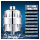 FEELSO Shower Head and 15 Stage Shower Filter Combo, High Pressure 5 Spray Settings Filtered Showerhead with Water Softener Filter Cartridge for Hard Water Remove Chlorine and Harmful Substances