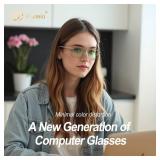 Goiteia Blue Light Glasses for Woman Men-Light Green Tint Computer Glasses for Ture Color-Ease Computer and Digital Eye Strain-Ultra Light & Spring Hinges for Better Comfort