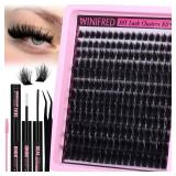 Winifred Fairy Lash Clusters Kit Eyelash Extension Kit Fluffy Lash Clusters 10-18mm D Curly Cluster Eyelash Extensions Volume Wispy Lash Extension Kit Spiky Individual Lashes Kit Lash Bond and Seal