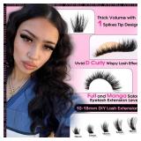 Winifred Fairy Lash Clusters Kit Eyelash Extension Kit Fluffy Lash Clusters 10-18mm D Curly Cluster Eyelash Extensions Volume Wispy Lash Extension Kit Spiky Individual Lashes Kit Lash Bond and Seal