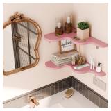 WOPITMER Cute Cloud Shelves, Wavy Floating Corner Shelf, Cute Corner Wall Shelves for Nursery Decor, Cloud Shelf for Bedroom, Living Room, Bathroom & Home Decor, Brown