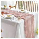 IVAPUPU 2 Pcs Cheesecloth Table Runner - 10ft Dusty Pink Boho Gauze Cheese Cloth Table Runners for Baby Shower Decoration Wedding Party Summer Garden Decor Valentines Day Decorations