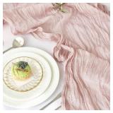 IVAPUPU 2 Pcs Cheesecloth Table Runner - 10ft Dusty Pink Boho Gauze Cheese Cloth Table Runners for Baby Shower Decoration Wedding Party Summer Garden Decor Valentines Day Decorations
