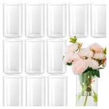 DYMFADFB 12pcs Glass Cylinder Vases for Centerpieces - 6 Inch Tall Flower Vase for Wedding Decorations, Clear Glass Flower Vases Floating Candle Holder for Table Centerpiece Wedding Home Decor - Retai