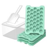 Mini Ice Cube Tray for Freezer: Small Plastic Ice Cubes Trays for Freezer with Box - Easy Release Stackable Mini Ice Cube Maker - Nugget Ice Trays for Freezer with Ice Container