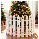 Extra Height 16 Christmas Tree Fence, 36pcs Christmas Tree Gate, White Christmas Fence Decorations for Cat, Small Dog