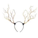 Beaupretty Antler Headband, Simulate Tree Branch Hair Band Forest Elk Horn Headpiece for Halloween Christmas Cosplay Party 4 Pack
