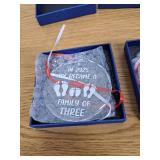 Babyâs First Christmas Ornament 2025 Glass Ornaments for Christmas Tree Decoration - Family of Three Ornament Gifts for New Parents, New Mom Dad Gift, Christmas Tree Decoration Keepsake 2 Pack