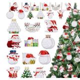 24Pcs Wooden Christmas Volleyball Ornaments, Xmas Hanging Pendant Decorations